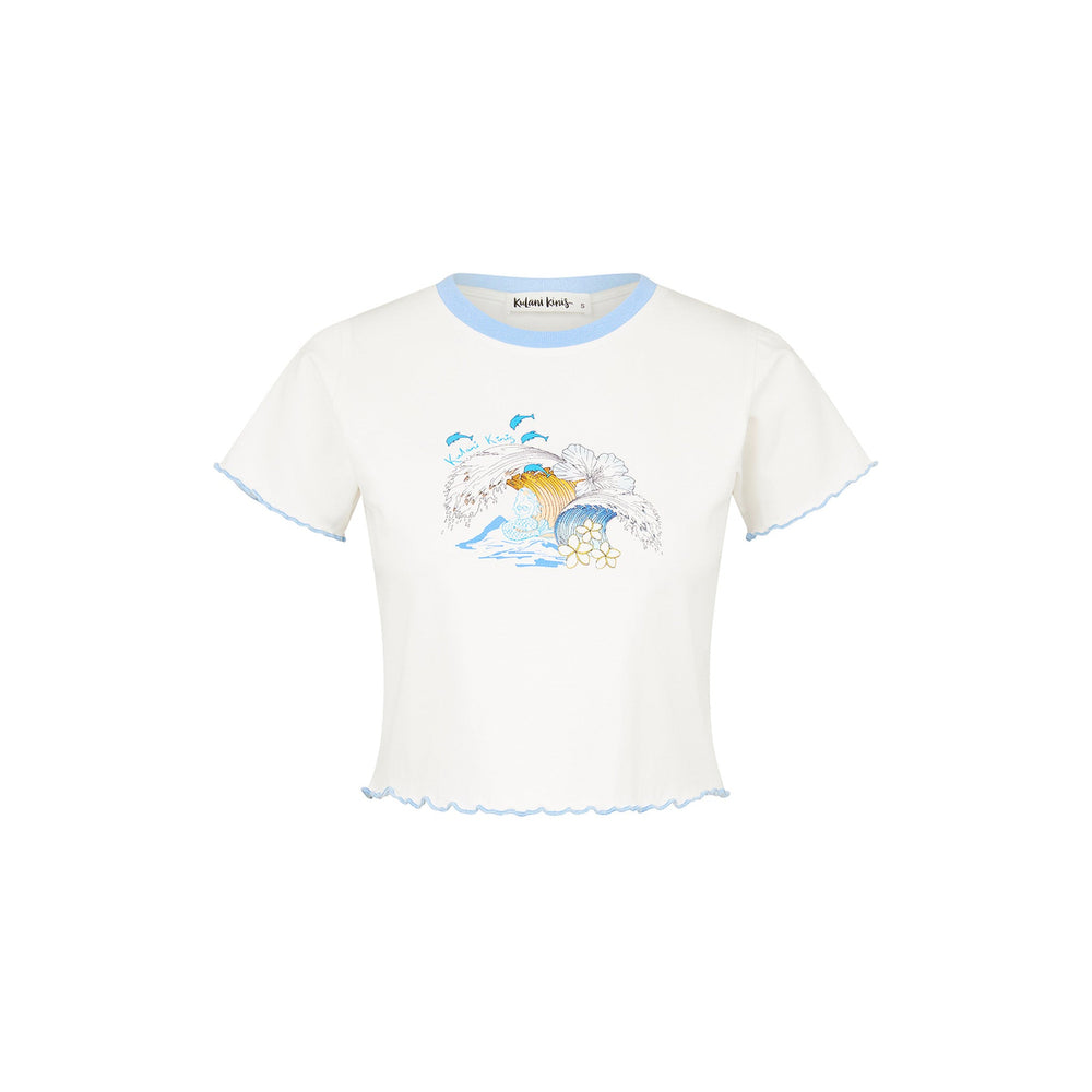 Lettuce Cropped Mini Tee - Blue Crush