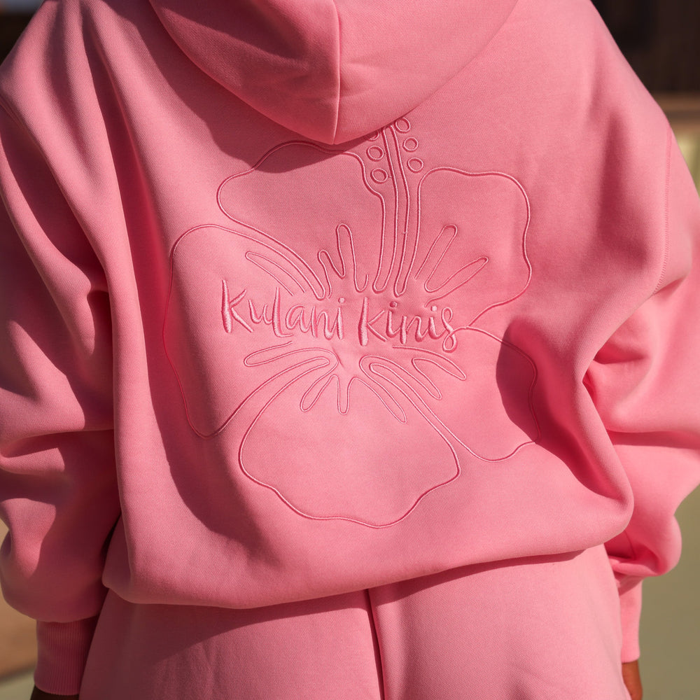 Embroidered Drawstring Hoodie - Powder Puff