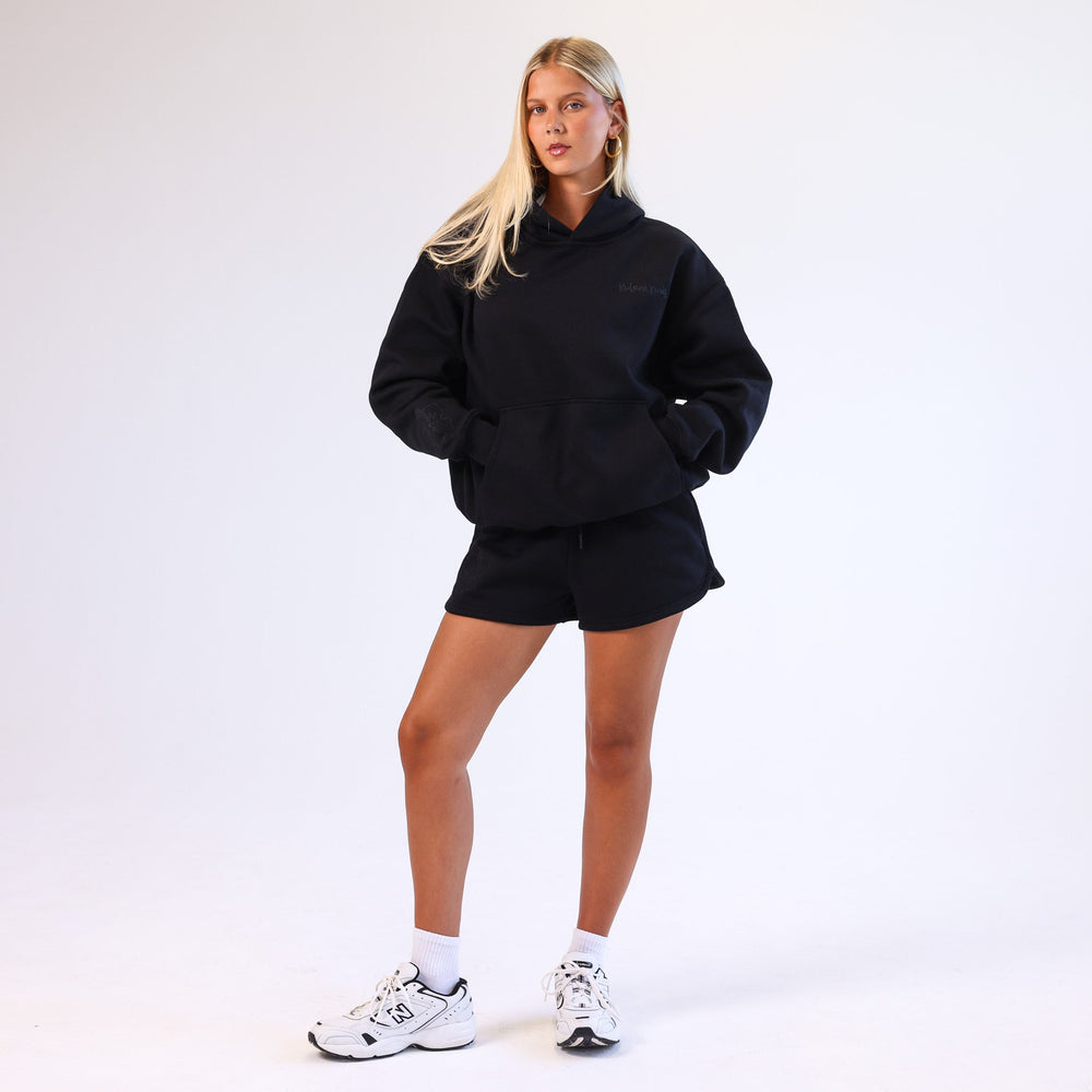 Embroidered Track Shorts - Twilight Black