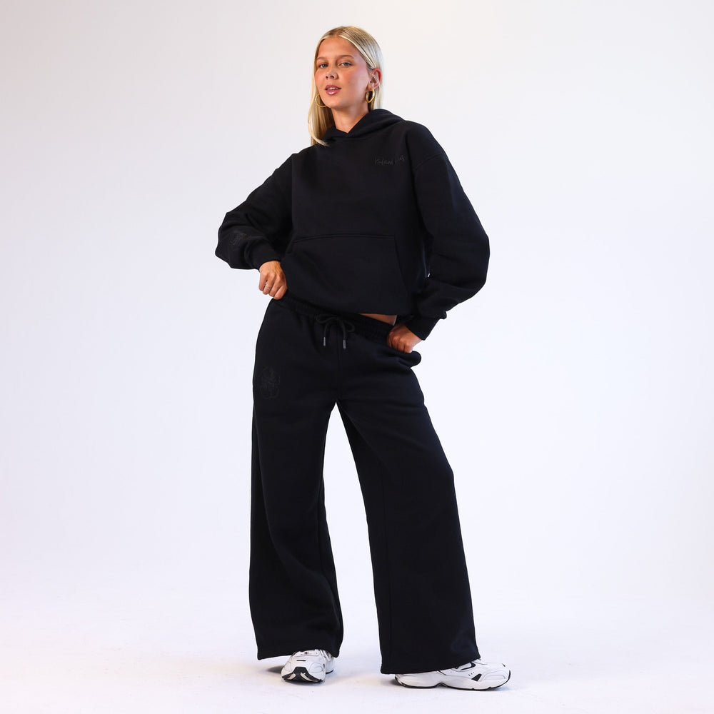 Embroidered Track Pants - Twilight Black