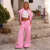 Embroidered Track Pants - Powder Puff