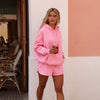 Embroidered Track Shorts - Powder Puff