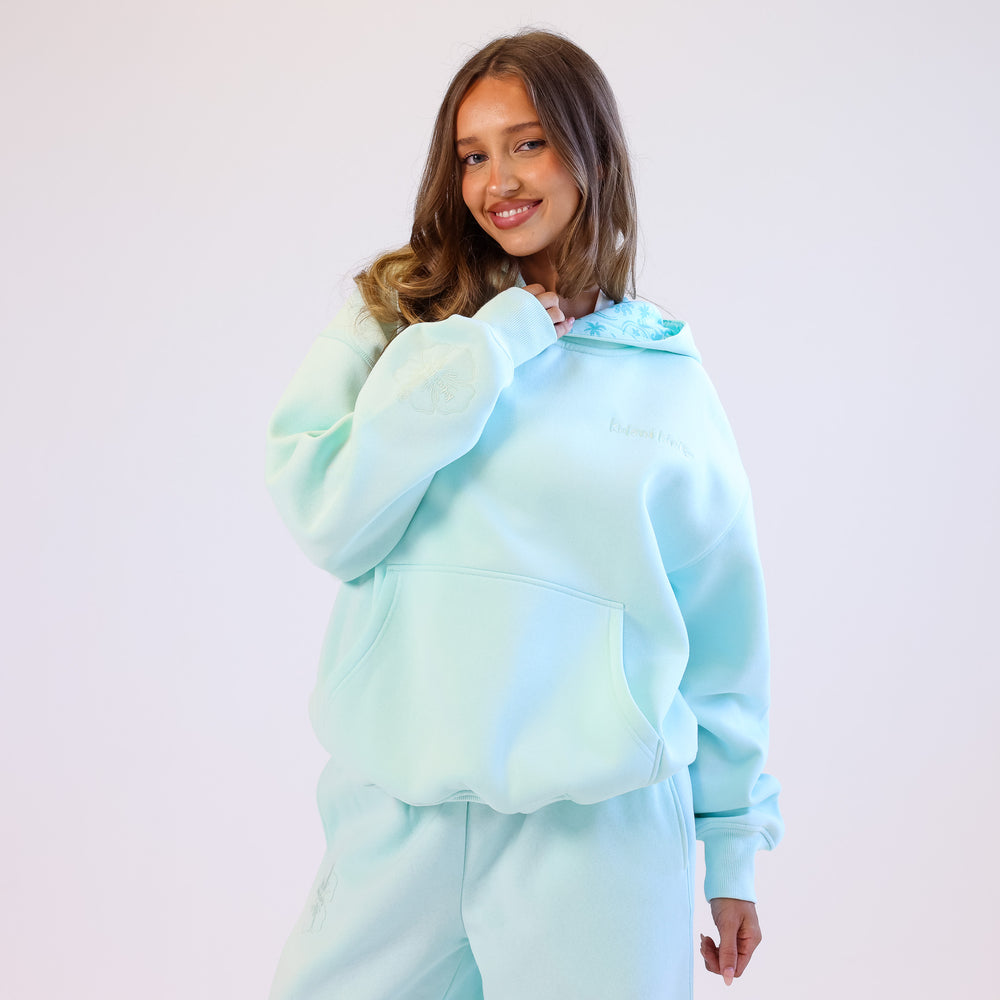 Embroidered Drawstring Hoodie - Jelly Mint