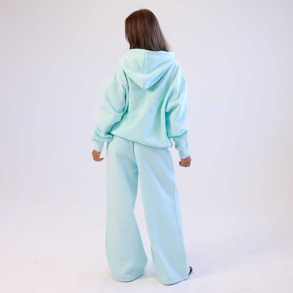Embroidered Drawstring Hoodie - Jelly Mint