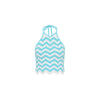 Chevron Knit Halter Crop Top - Crystal Cove