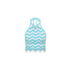 Chevron Knit Halter Crop Top - Crystal Cove
