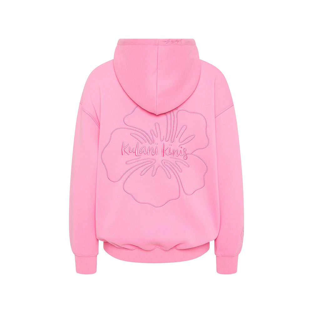 Embroidered Drawstring Hoodie - Powder Puff