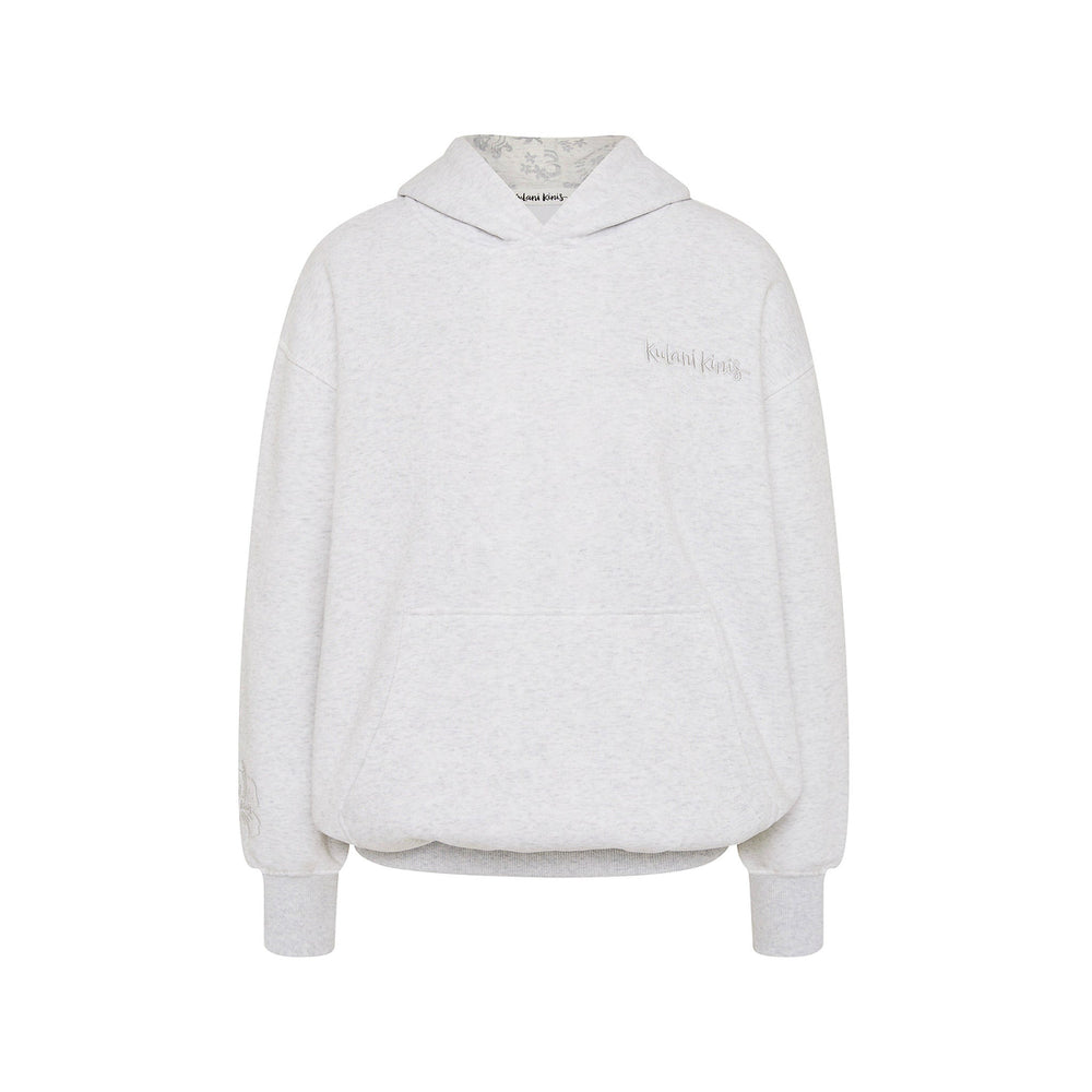 Embroidered Hoodie - Silver Stone