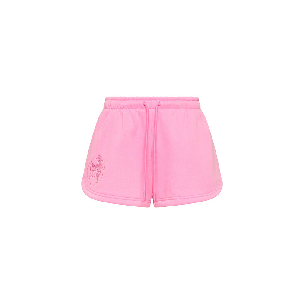 Embroidered Track Shorts - Powder Puff