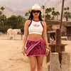 Tie Wrap Mini Skirt - Whiskey Waves