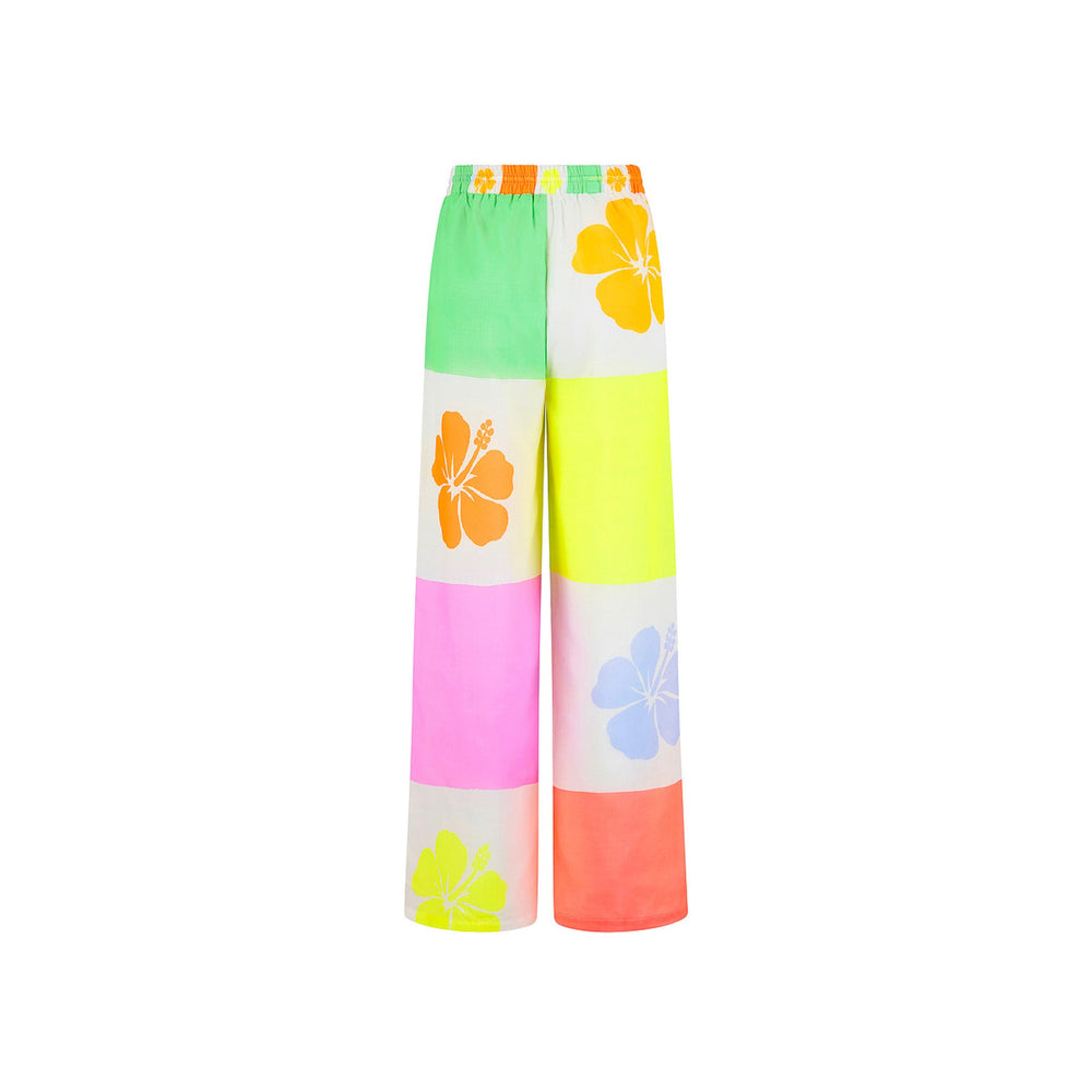 Relaxed Drawstring Pants - Hibiscus Rainbow