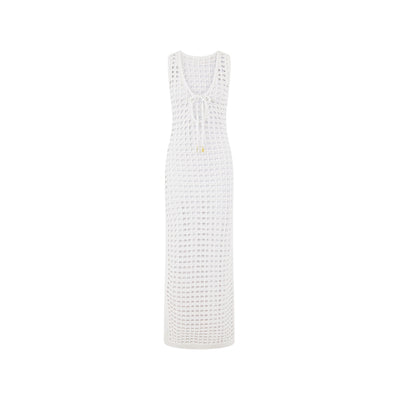 Crochet Plunge Maxi Dress - Ivory