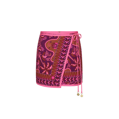 Tie Wrap Mini Skirt - Whiskey Waves