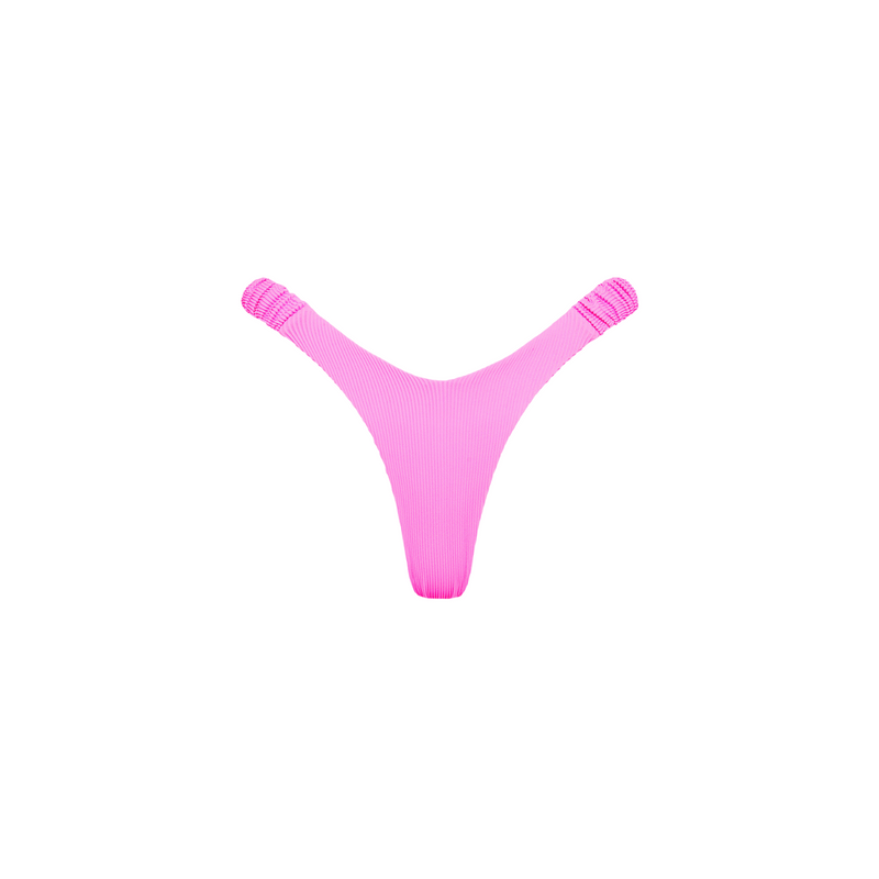 Retro Y Thong Bikini Bottom - Bubblegum Pink Ribbed