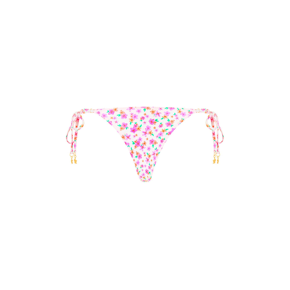 Thong Tie Side Bikini Bottom - Flamingo Flora