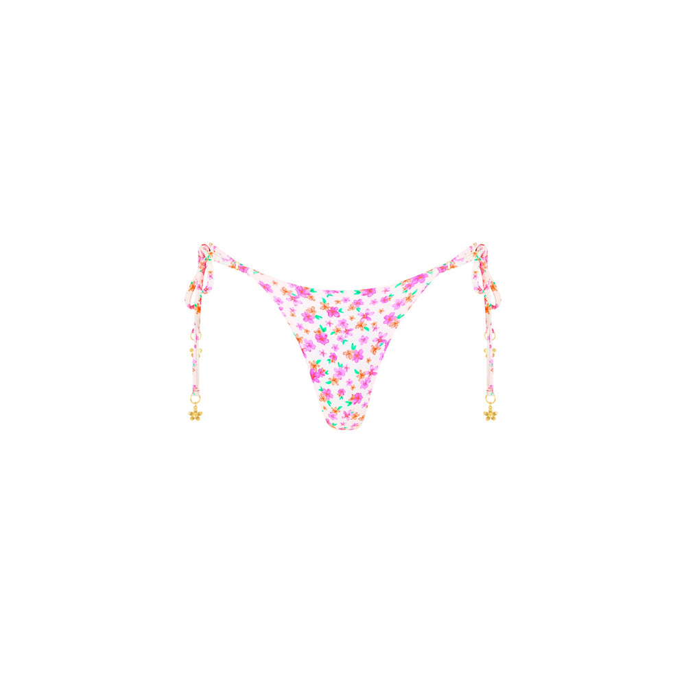 Thong Tie Side Bikini Bottom - Flamingo Flora