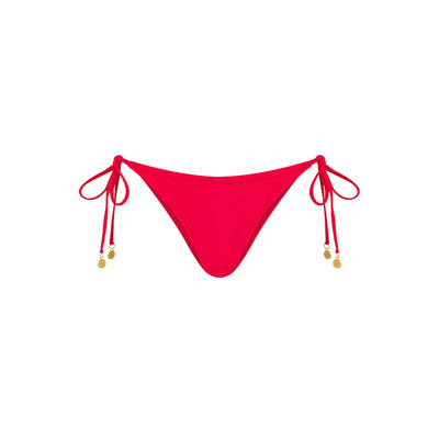 Full Coverage Tie Bikini Bottom - Cherry Crush