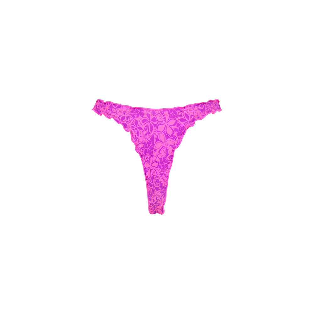 Lettuce Edge Thong Bikini Bottom - Bubble Berry