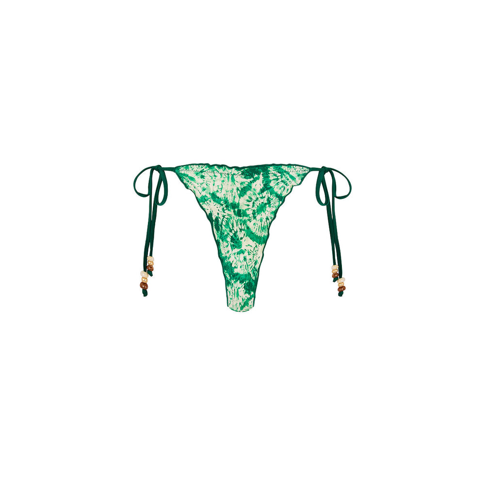 Lettuce Edge Thong Tie Bikini Bottom - Emerald Tides
