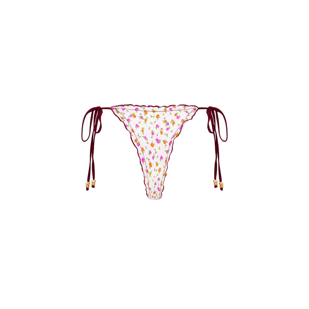 Lettuce Edge Thong Tie Bikini Bottom - Rosie Posie