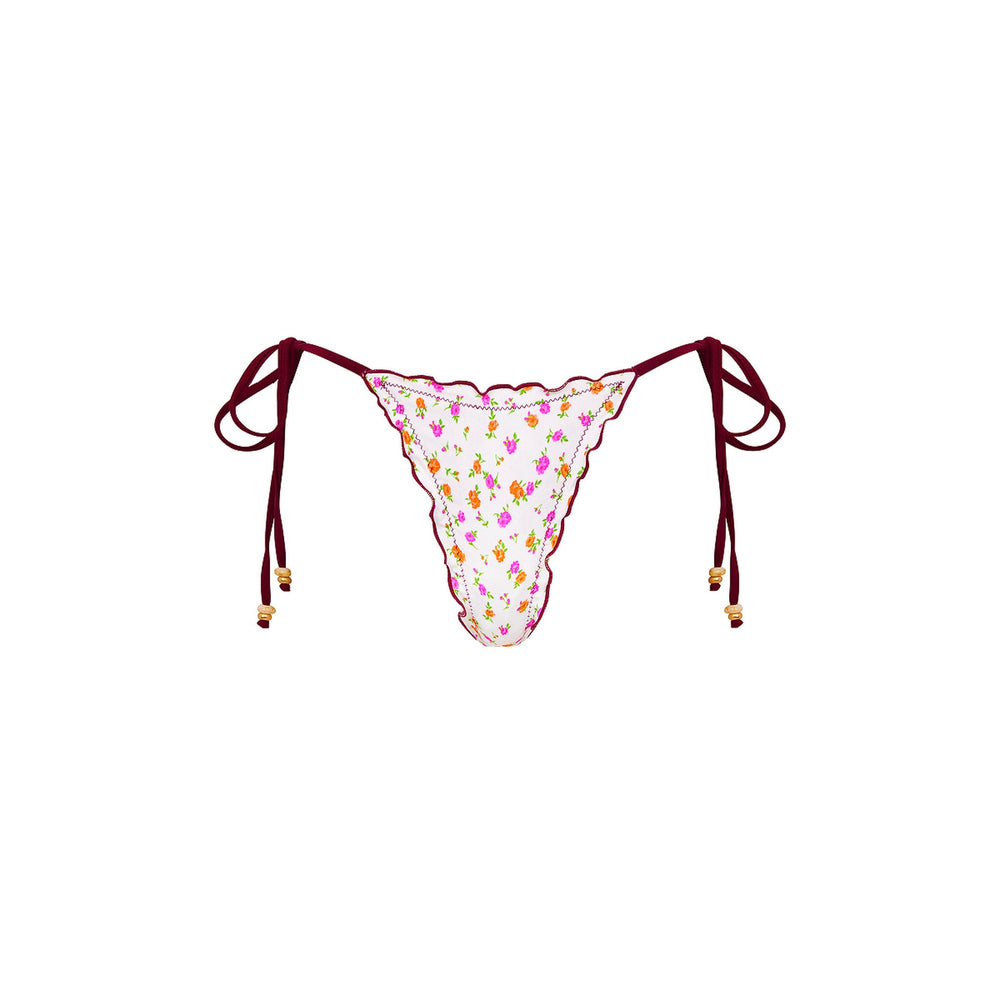 Lettuce Edge Thong Tie Bikini Bottom - Rosie Posie