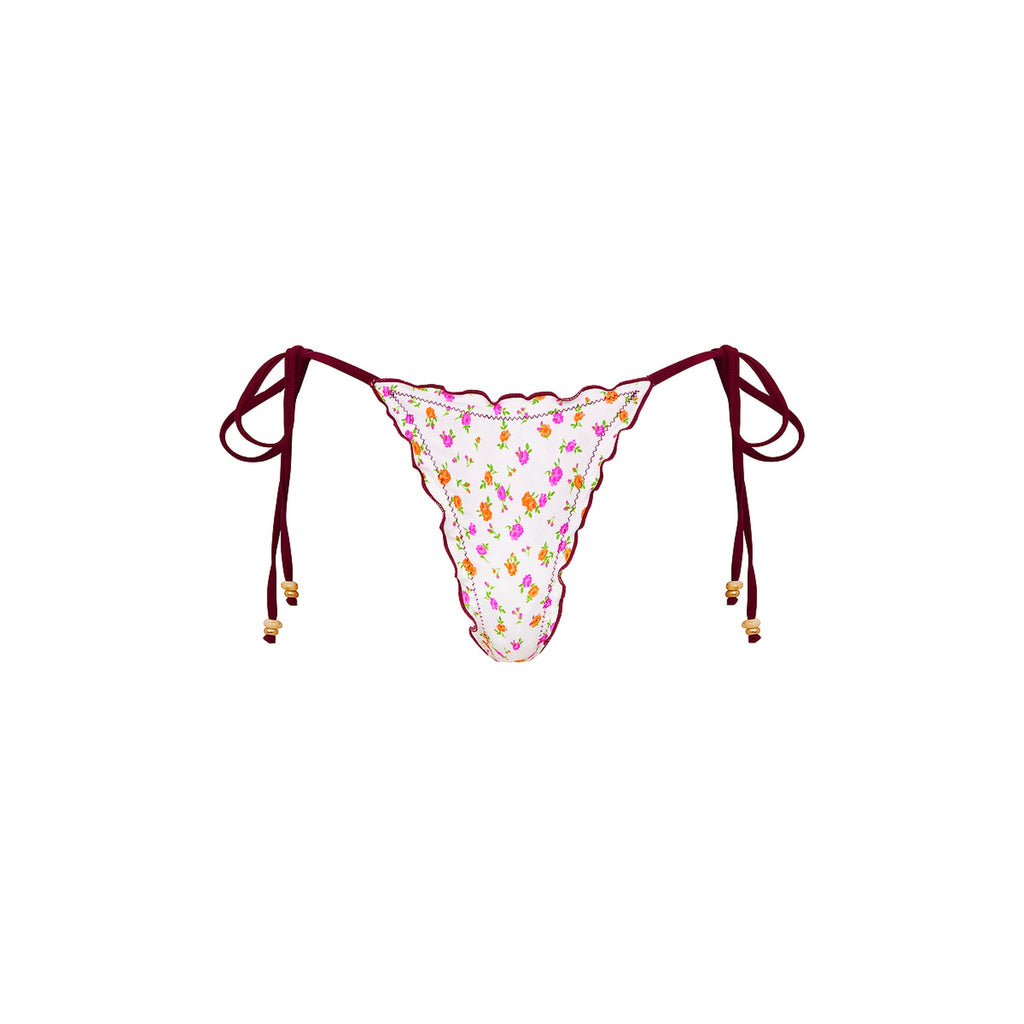 Lettuce Edge Thong Tie Bikini Bottom - Rosie Posie