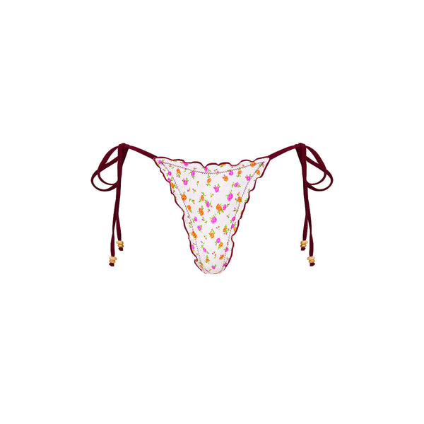 Lettuce Edge Thong Tie Bikini Bottom - Rosie Posie