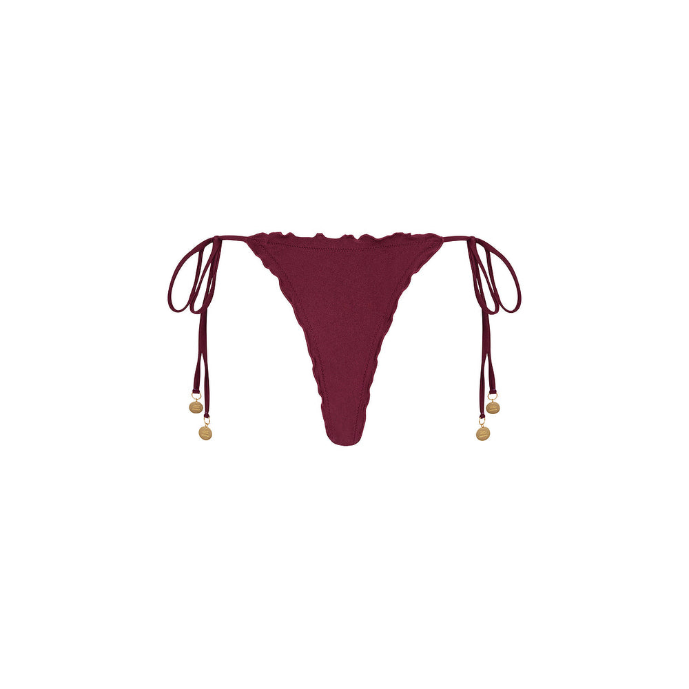 Lettuce Edge Thong Tie Bikini Bottom - Sangria