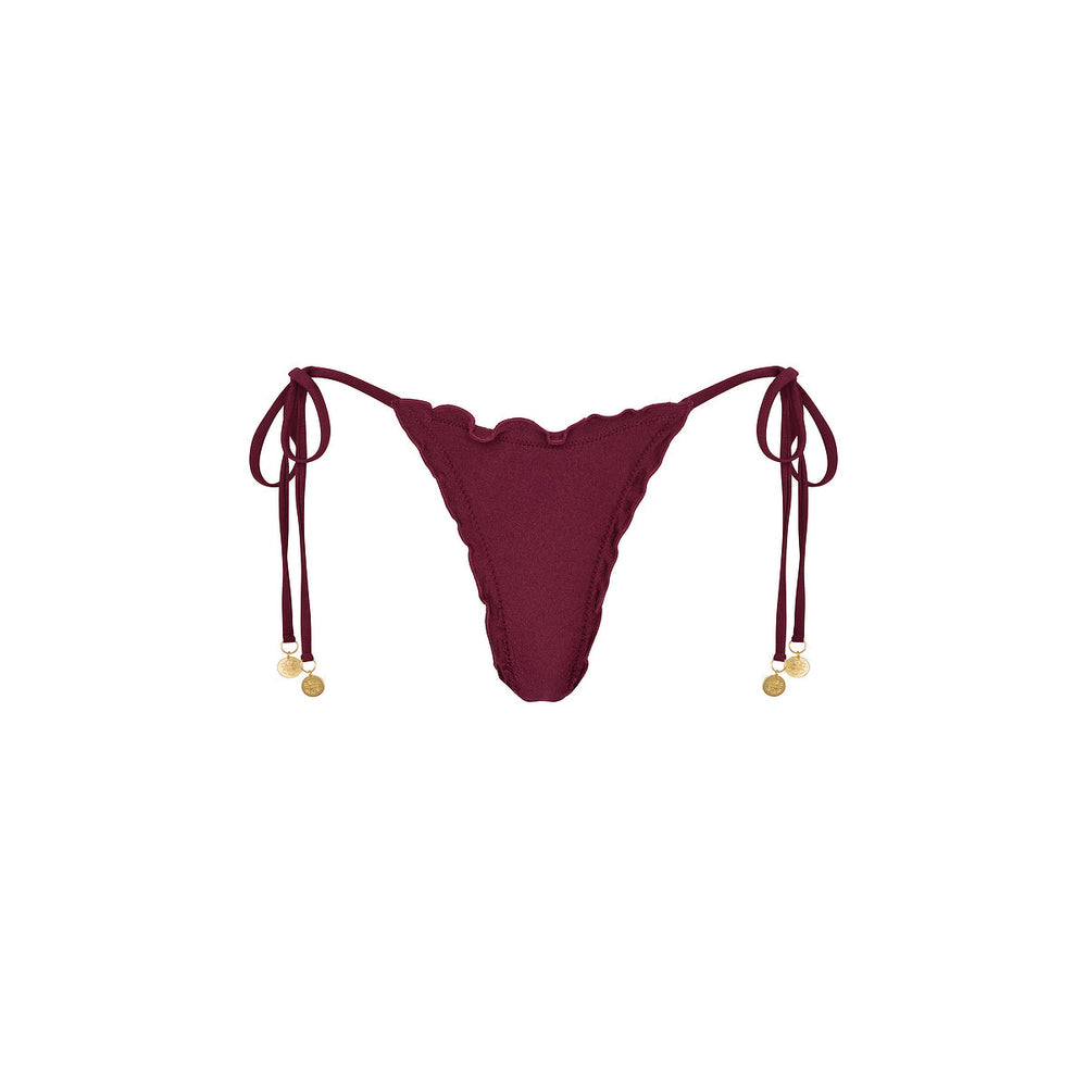 Lettuce Edge Thong Tie Bikini Bottom - Sangria