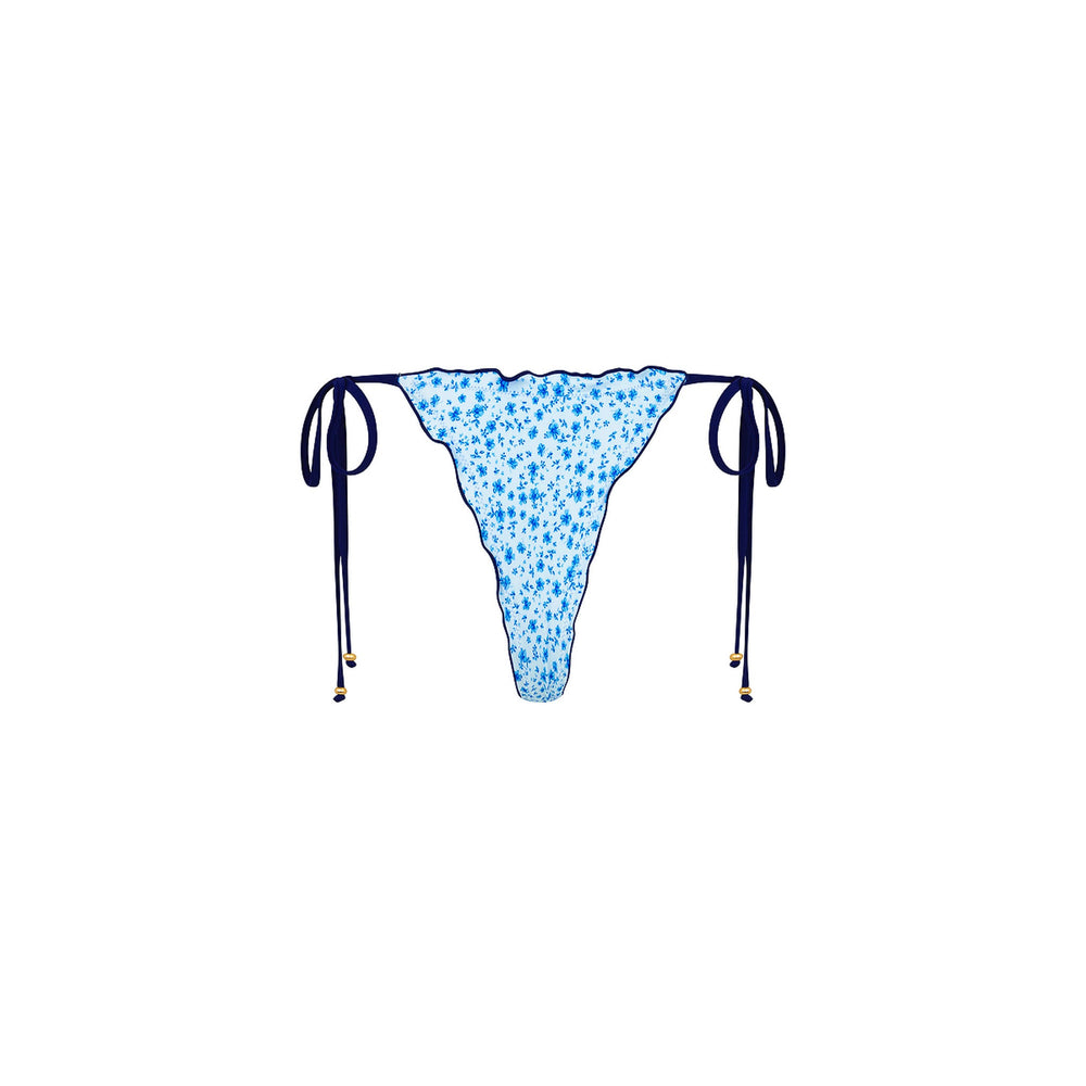 Lettuce Edge Thong Tie Bikini Bottom - Dream Flower