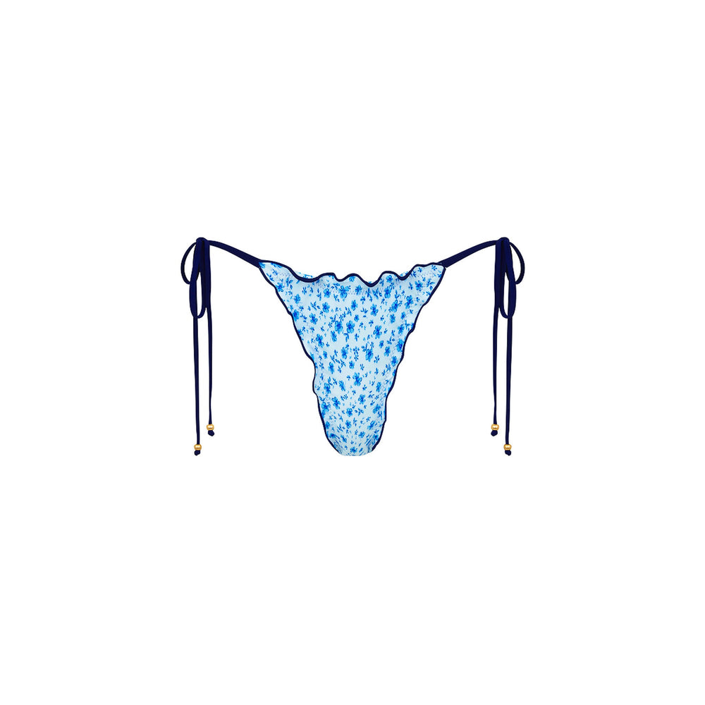 Lettuce Edge Thong Tie Bikini Bottom - Dream Flower