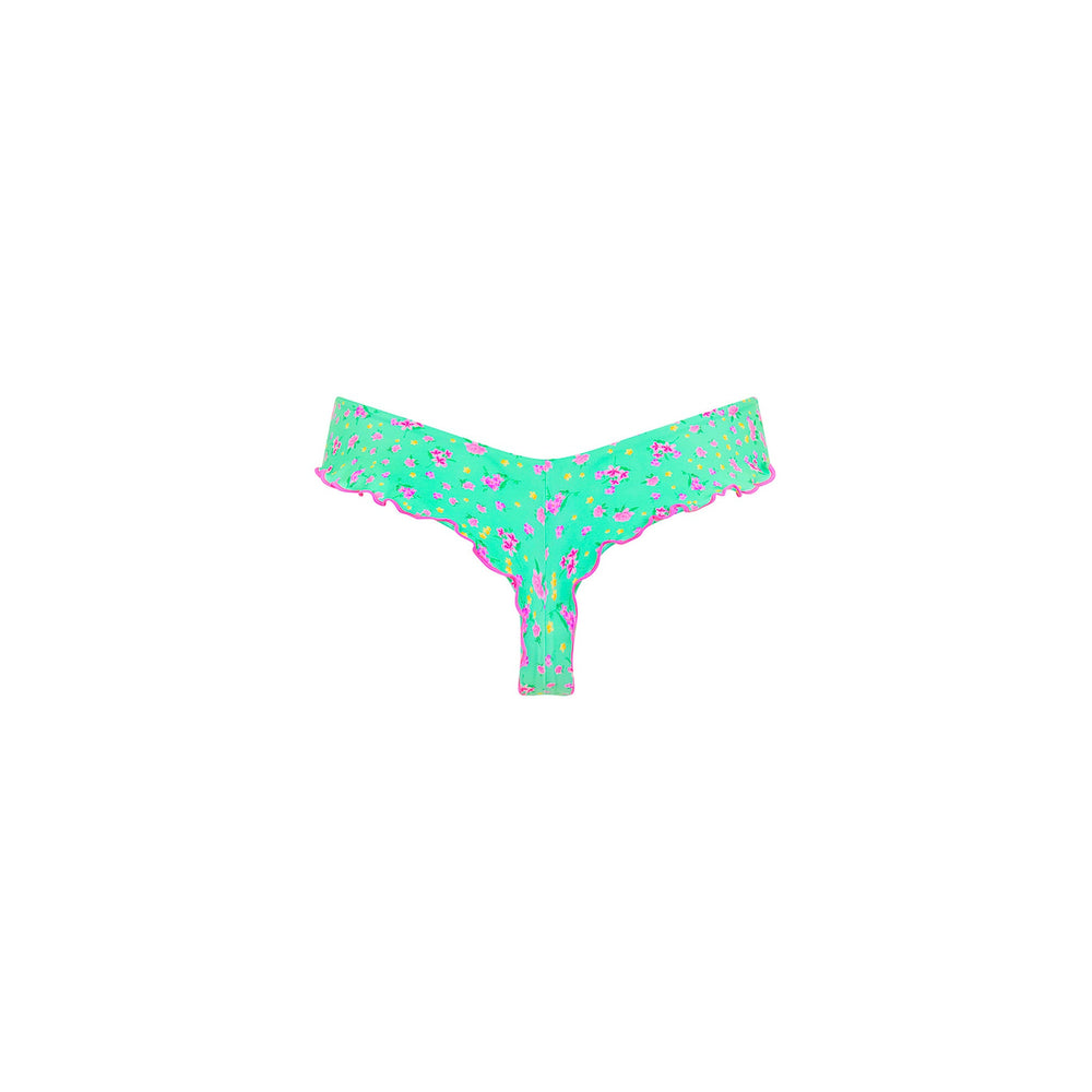Lettuce Frill Thong Bikini Bottom - Mint Macaron