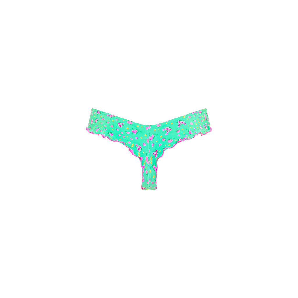 Lettuce Frill Thong Bikini Bottom - Mint Macaron