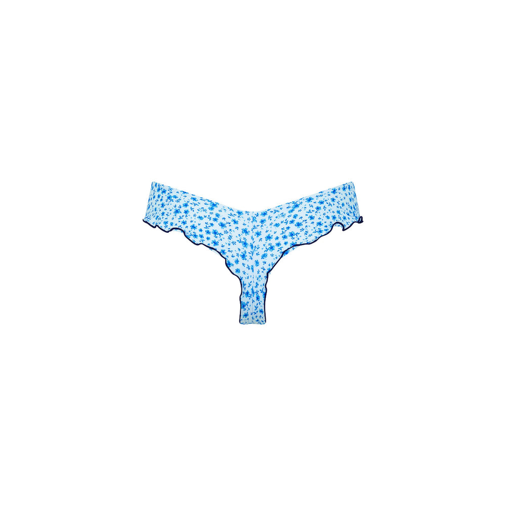 Lettuce Frill Thong Bikini Bottom - Dream Flower