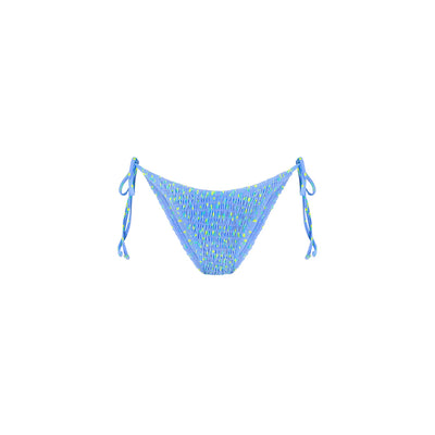 Shirred Dipped Cheeky Tie Bikini Bottom - Lemon Bloom