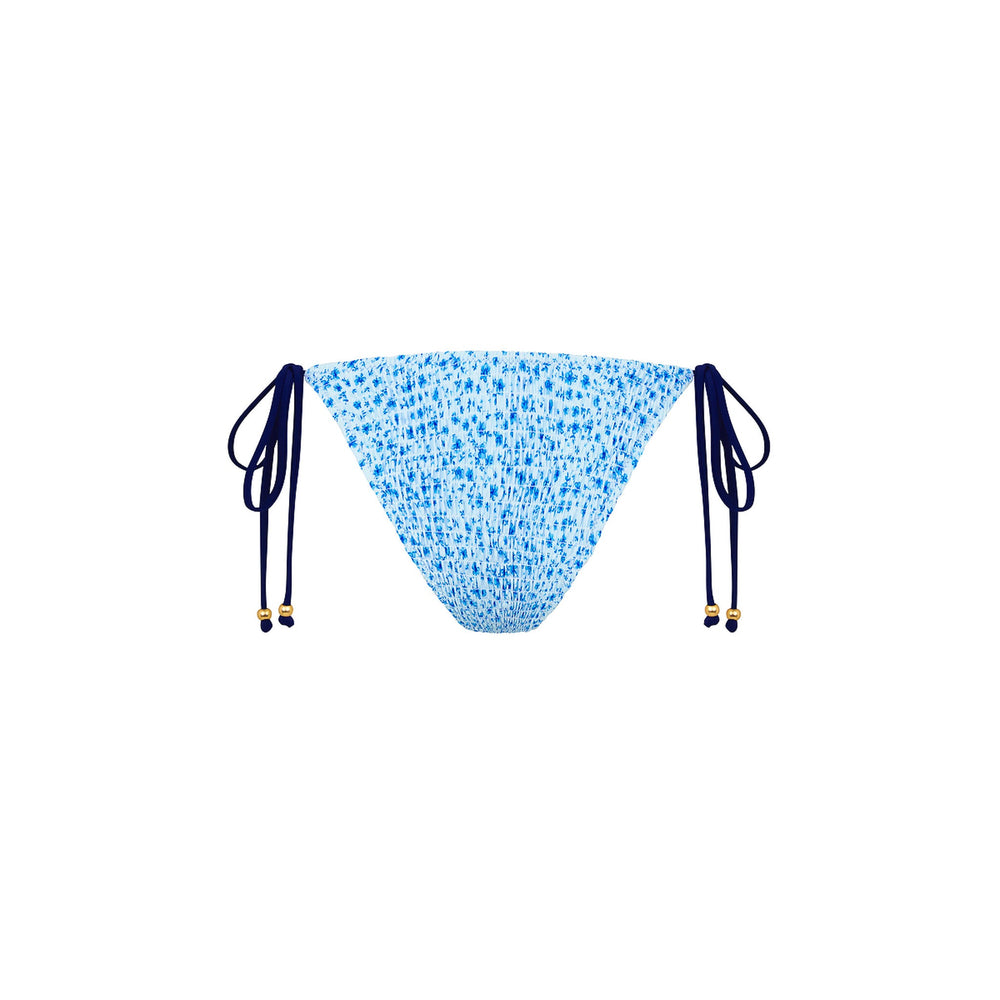 Shirred Dipped Cheeky Tie Bikini Bottom - Dream Flower