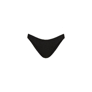 Shirred Minimal Full Coverage Bikini Bottom - Twilight Black