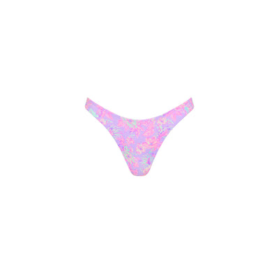 Gathered Deep V Thong Bikini Bottom - Lilac Love