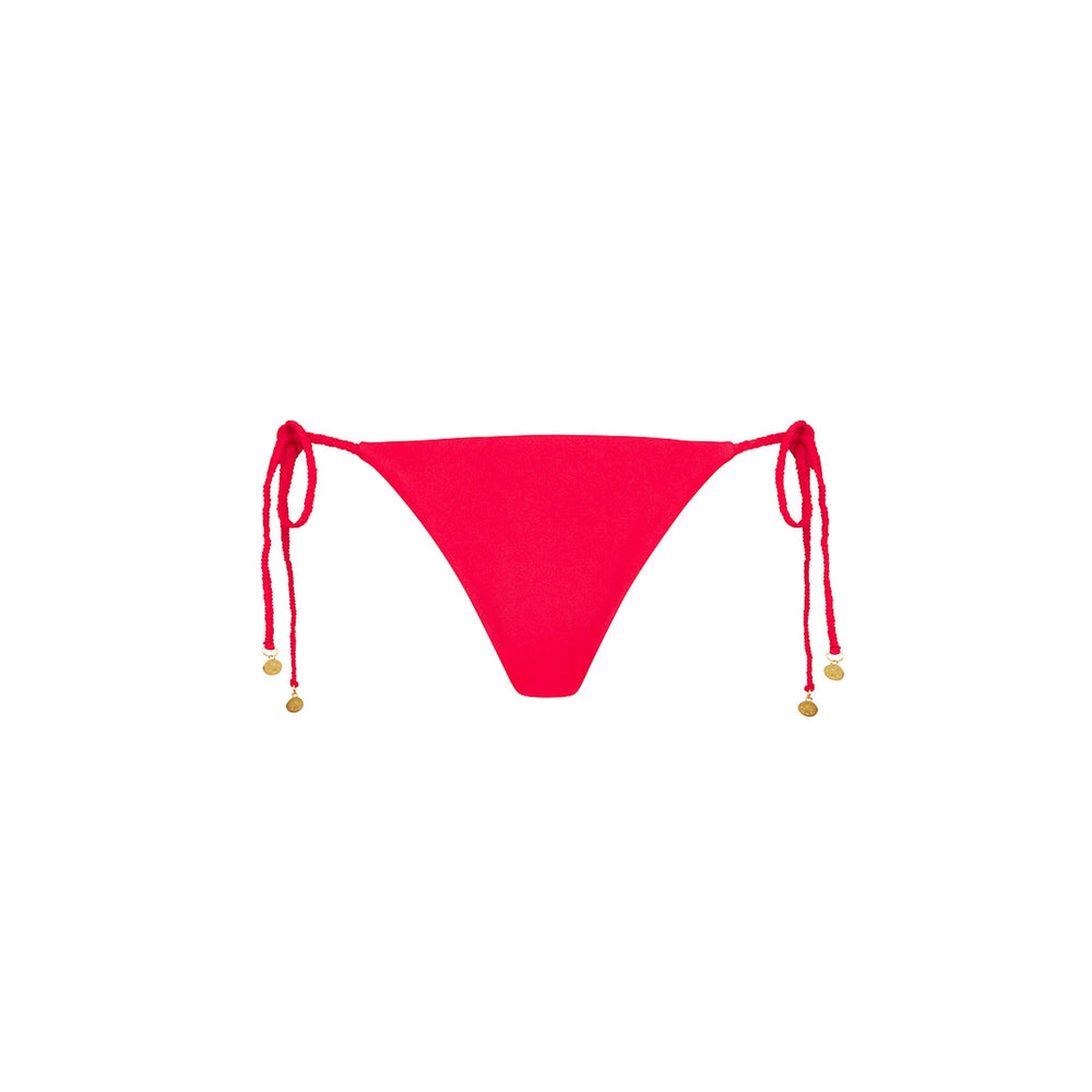 Braided Thong Tie Side Bikini Bottom - Cherry Crush