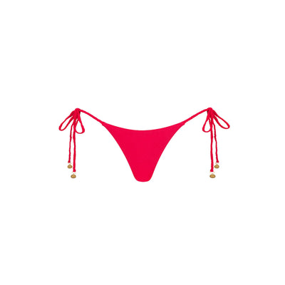 Braided Thong Tie Side Bikini Bottom - Cherry Crush