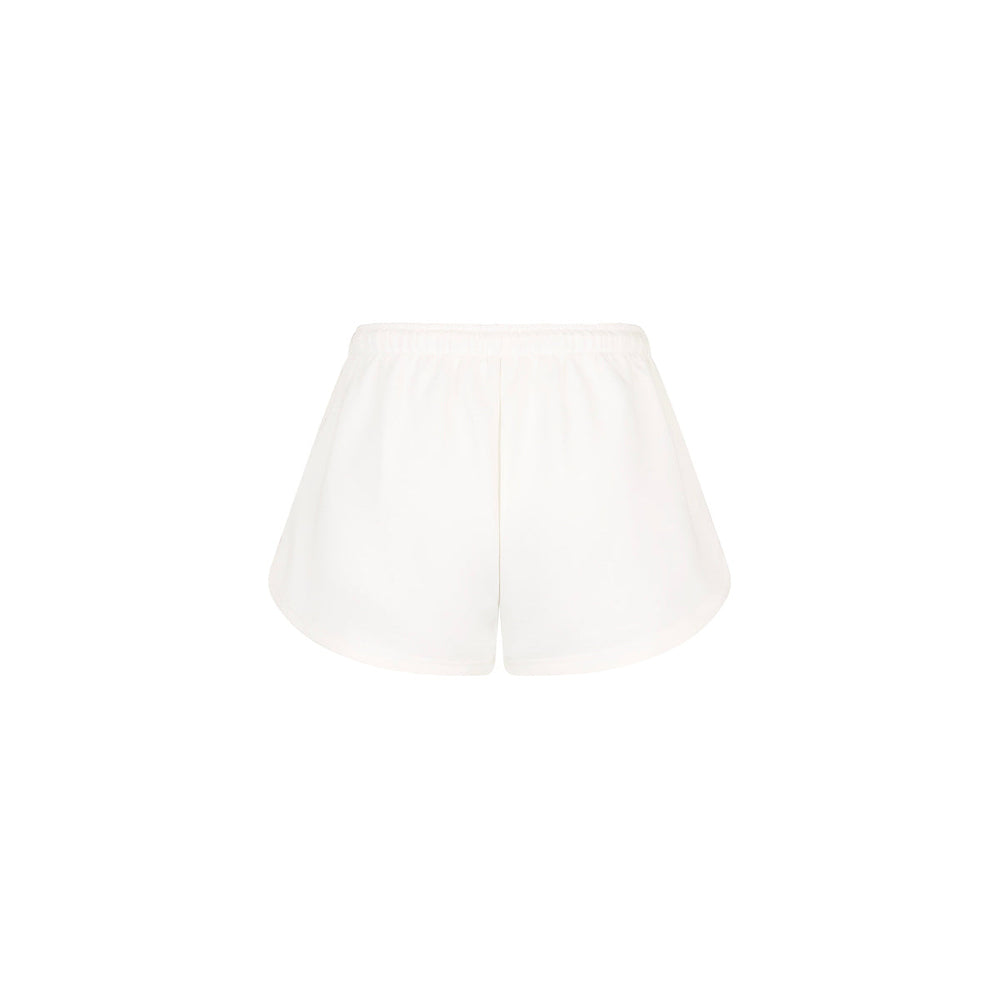 Embroidered Track Shorts - Whipped White