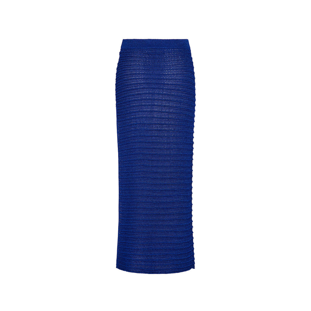 Metallic Knit Maxi Skirt - Blue Lagoon