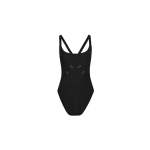 Cross Back Cheeky One Piece - Twilight Black