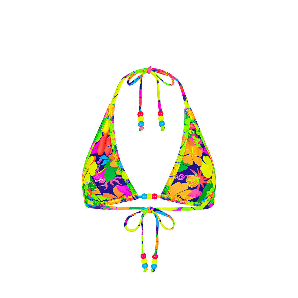 Classic Tie Halter Bikini Top - Neon Sunset