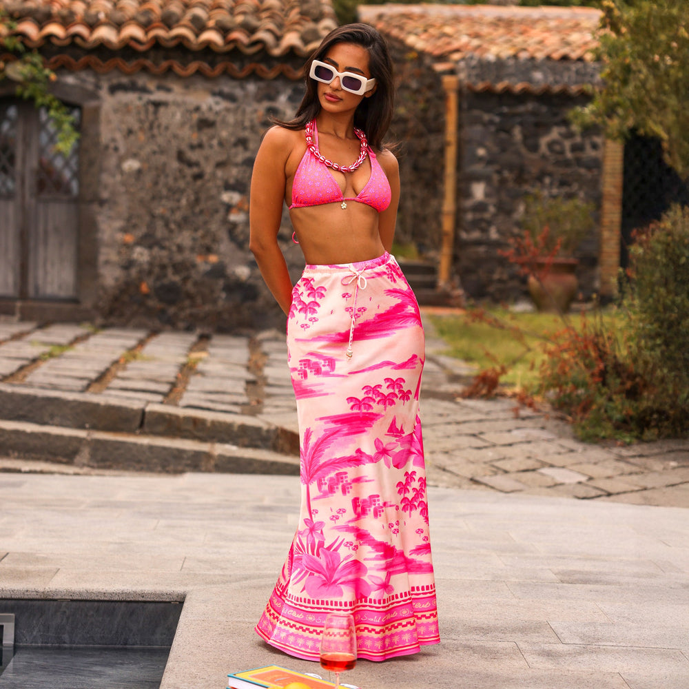 Bias Drawstring Maxi Skirt - Sippin Pretty