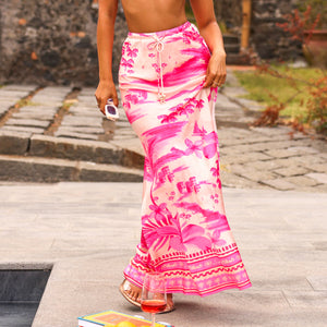 Bias Drawstring Maxi Skirt - Sippin Pretty