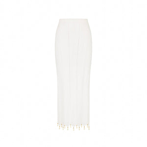 Chevron Knit Midi Skirt - Whipped White
