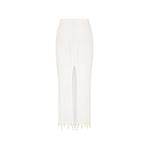 Chevron Knit Midi Skirt - Whipped White