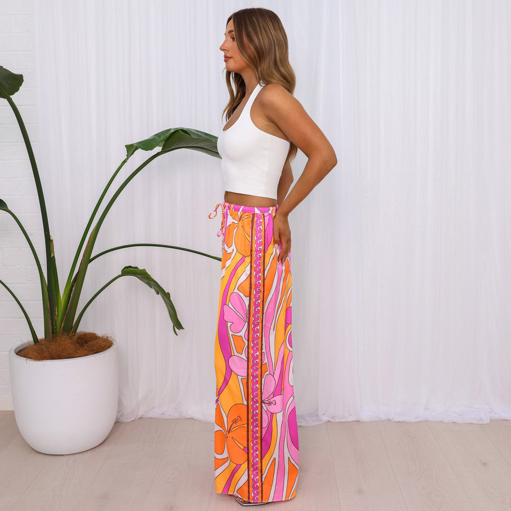 Drawstring Resort Pants - Sunrise Swirl
