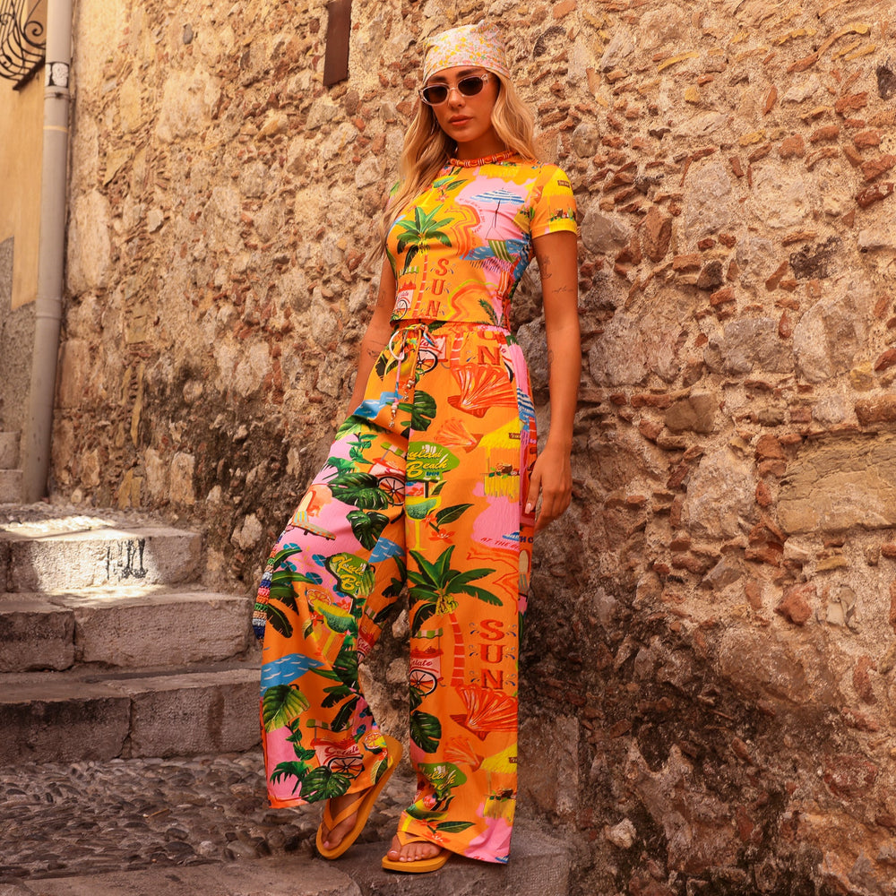 Drawstring Summer Pants - Sunlit Spritz